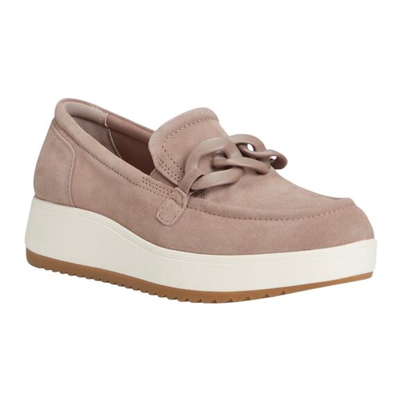 Clarks Women's Zylah May Suede Low Wedge Heel Loafers Mauve Size 9 1/2 - Picture 1 of 5